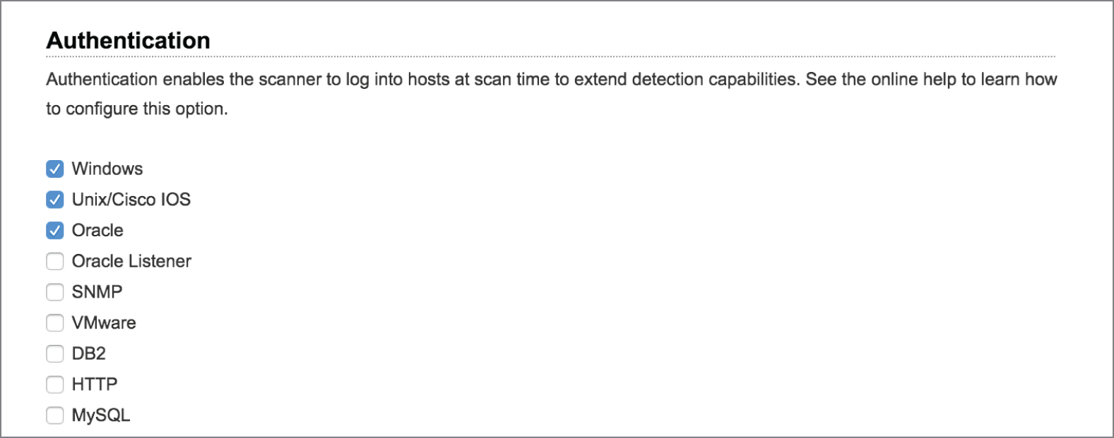 Snapshot of configuring credentialed scanning.