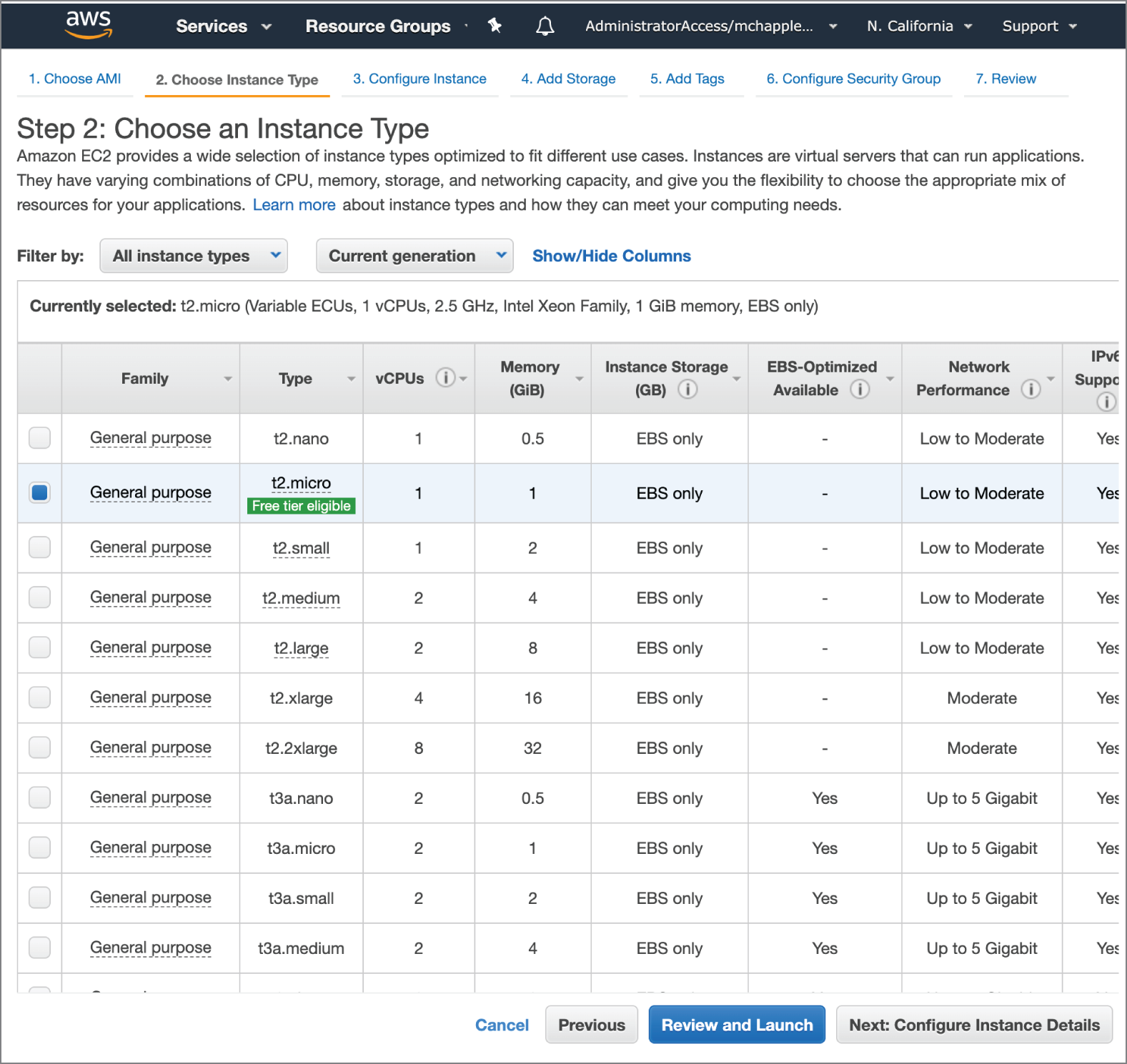 Snapshot of provisioning a virtualized server in AWS.