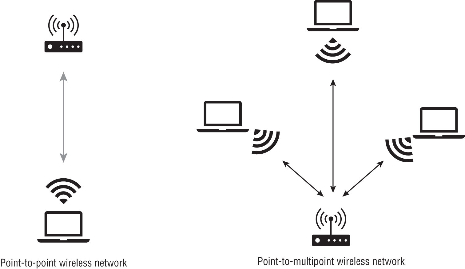 Schematic illustration of the point-to-point and point-to-multipoint network designs.
