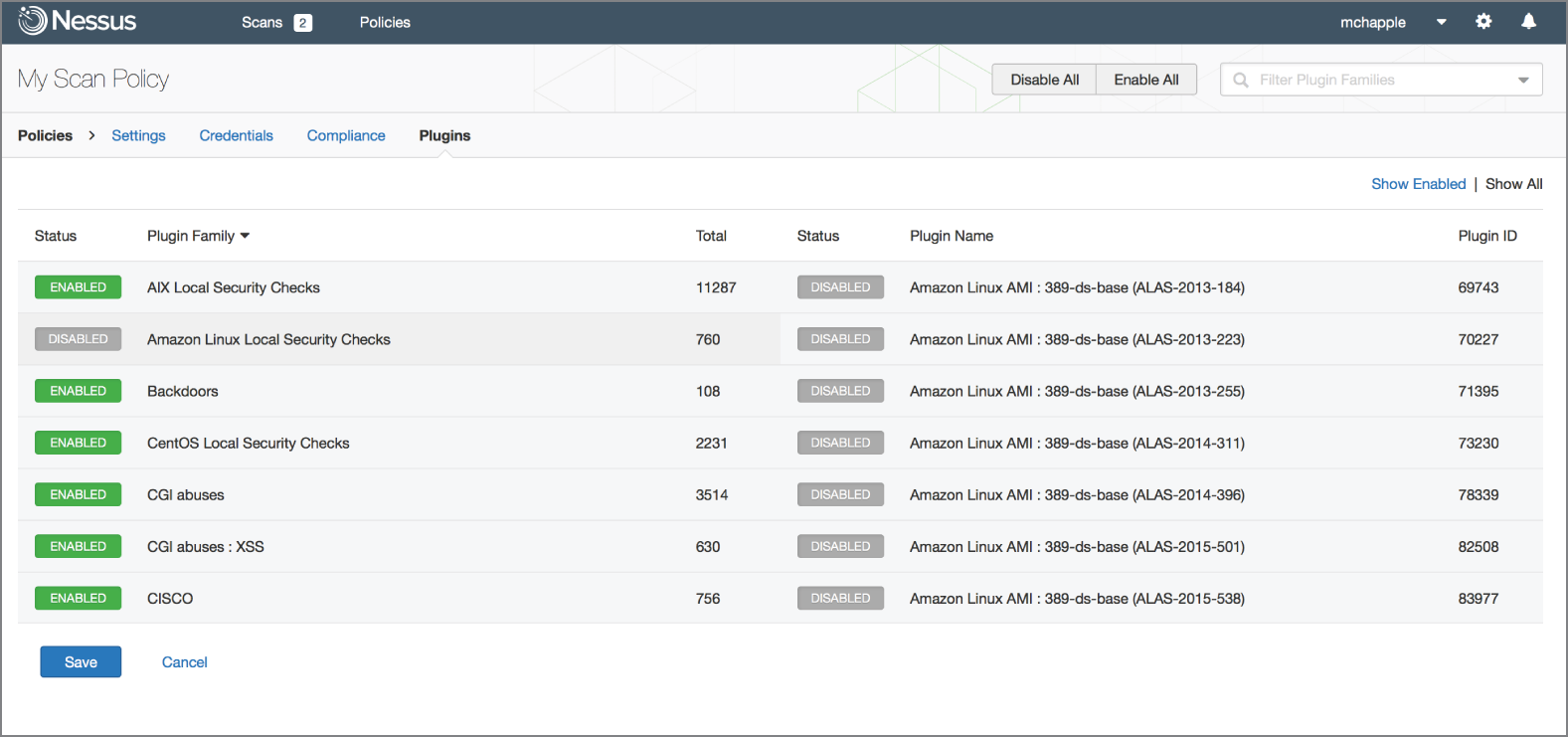 Snapshot of disabling unused plug-ins.